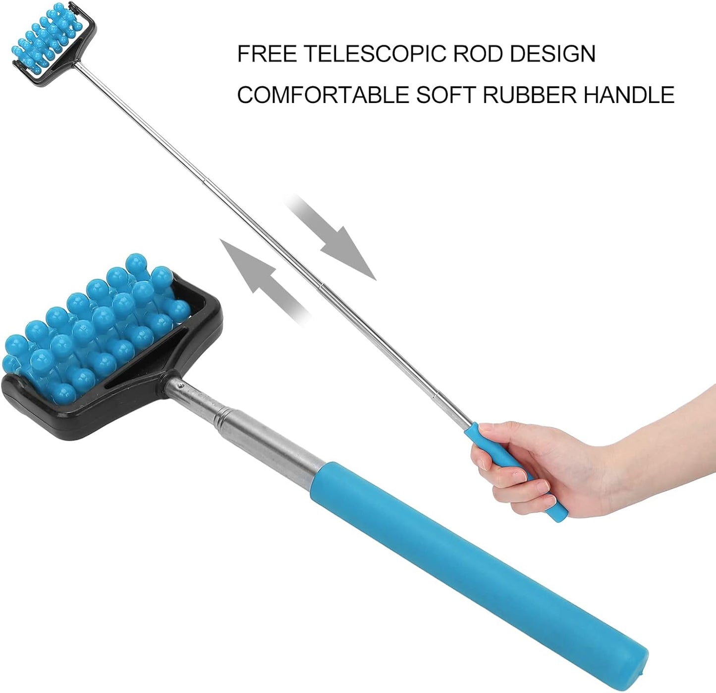 Back Scratchers, Telescopic Massagers Back Muscle Roller Adjustable Back Head Arm Scratch Roller Massager for Muscle Relax Portable Extendable Telescoping Backscratchers for Men Women(Blue)