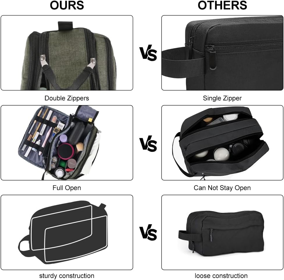 Travel Toiletry Bag for Men Toiletry Bag Dopp Kit Water-resistant Shaving Bag Large Travel Toiletry Organizer Travel Essentials Green