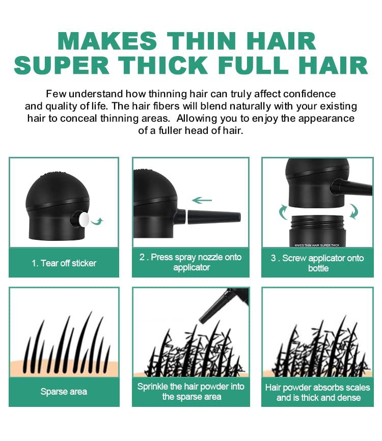 MEDIUM BLONDE Hair Fibers for Thinning Hair 27.5g Bottle with Applicator | Natural Keratin Hair Fibers Concealer for Hair Loss for Men and Women | Hair Building Fibres Powder [MEDIUM BLONDE]