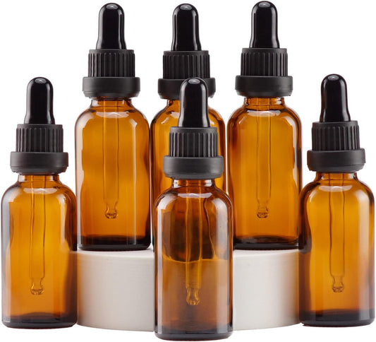 YIZHAO Amber Glass Dropper Bottle 1oz, Tincture Bottles with Glass Dropper, for Essential Oils, Aromatherapy, Cosmetic, Laboratory, Pharmacy, Liquids, Travel –6 Pcs