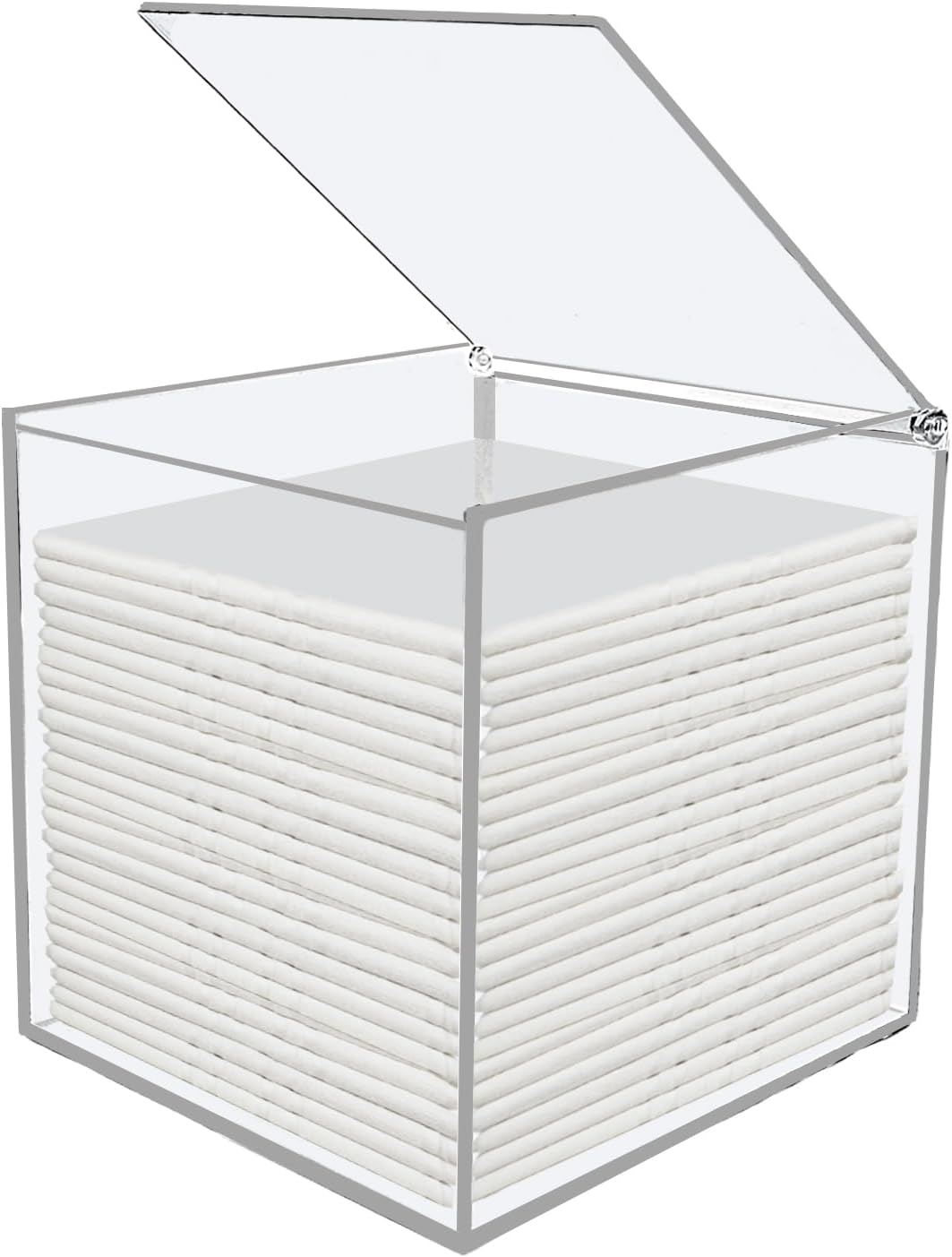 Disposable Face Towel Storage Box Clear Acrylic Towelette Holder Container Compatible with Clean Skin Club Towels XL for Bathroom Coutertop Organization