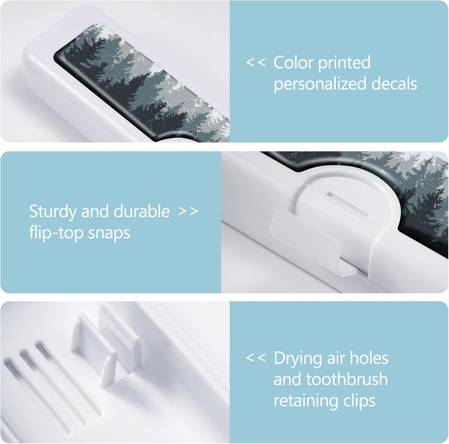 Toothbrush Travel Case - Colorful Pattern, Holder and Covers for Toothbrushes, Includes Tongue Scraper Case