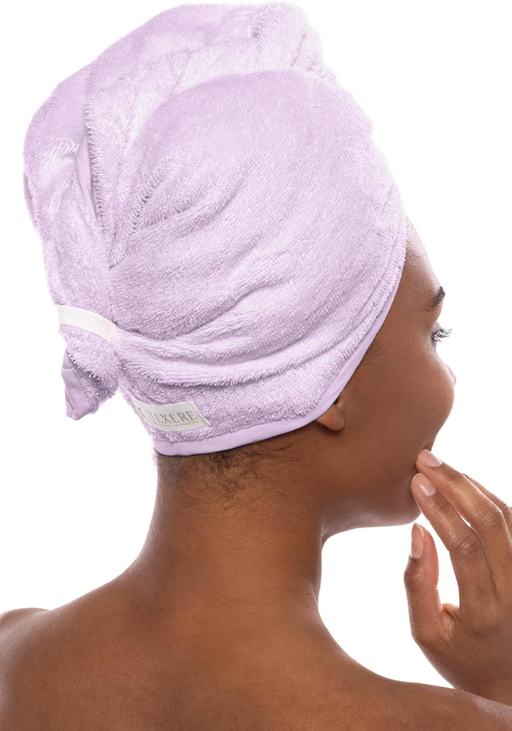 TexereSilk Women's Towel Wrap - Rayon Cotton Blend Spa Wrap Set (Large/X-Large, Lavender Fog)