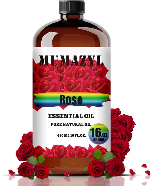 Rose Essential Oil, Rose Oil 16 Fl Oz 480ML for Diffuser Humidifier Yoga Cleaning DIY Candle Soap Making Essential Oils