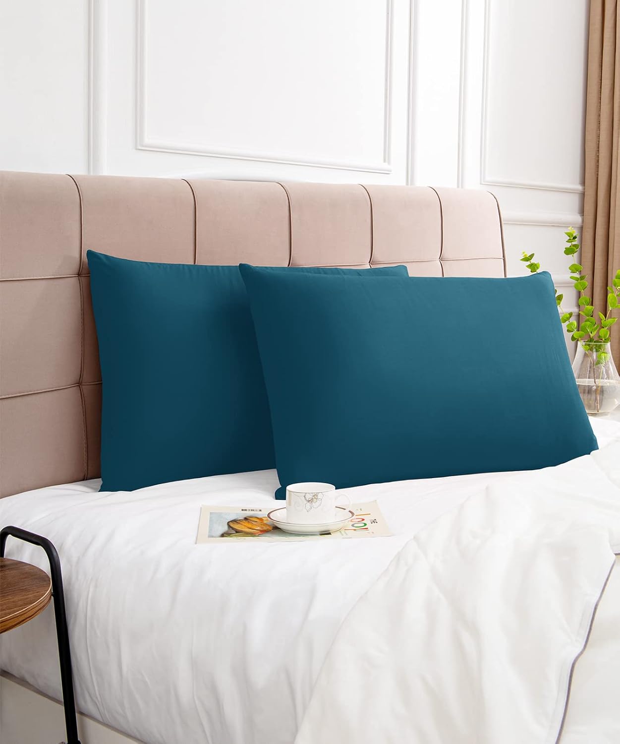 Warmstar Cotton Pillow Cases Standard Size Set of 2, 600 Thread Count Pillowcases 20x26 Inches, Soft Long Staple Cotton Pillowcases Breathable with Envelope Closure,Dark Teal