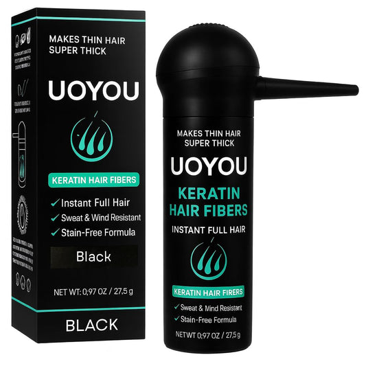 BLACK Hair Fibers for Thinning Hair 27.5g Bottle with Applicator | Undetectable & Natural Keratin Hair Fibers Concealer for Hair Loss for Men and Women | Hair Building Fibres Powder [BLACK Hair Fiber]