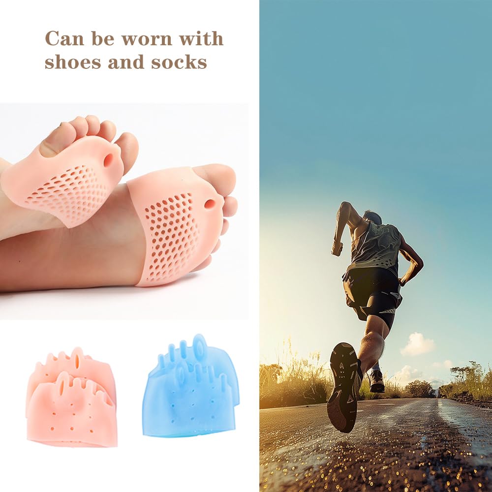 4Pcs Gel Toe Separators, Metatarsal Pads, Bunion Corrector Cushion, Toe Spacers, Ball of Foot Cushions, Soft&Breathable, Idea for Mortons Neuroma,Blisters,Diabetic Feet,Hammer Toe,Rapid Pain Relief