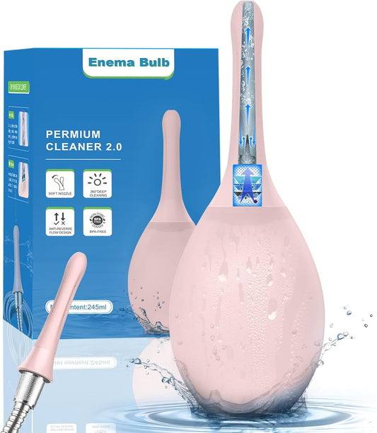 Enemas Anal Douches Anti Backflow-Enema Bulb and Anal Cleaner for Men & Women, Reusable Douche Bottle for Women – Shower-Compatible Butthole Cleaner for Men, Easy to Use & Travel Friendly,Pink