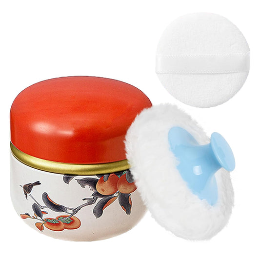 Powder Puff and Container for Body Dusting Powder Case with Puff for Baby and Women(Persimmon)