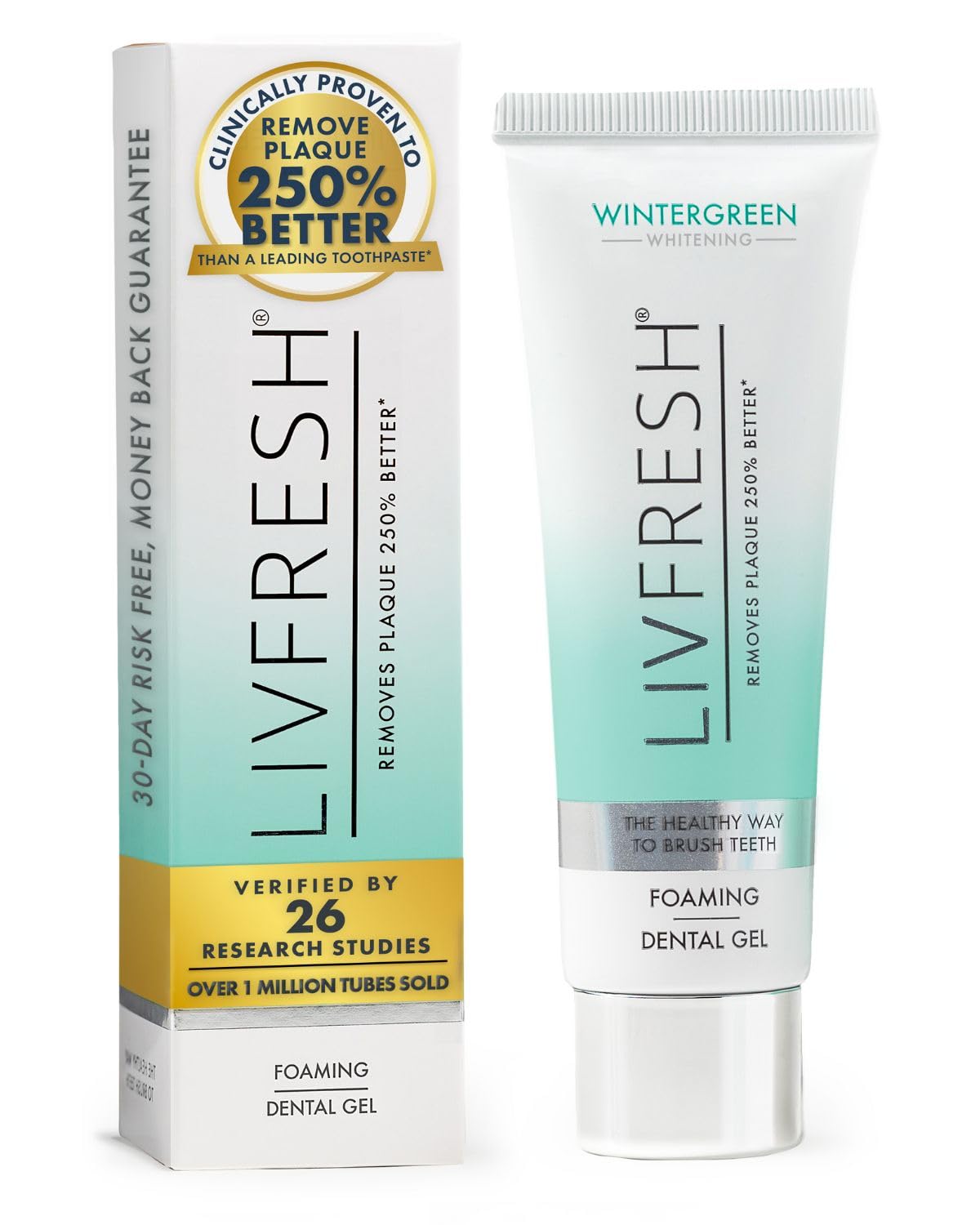 Toothpaste Gel, Clinically Proven to Remove Plaque 250% Better, Improves Gum Health 190% Better, Prevents & Reduces Tartar, Freshens Breath, SLS Free Dental Gel, Wintergreen