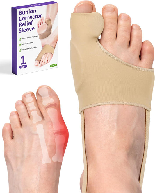 2Pcs Bunion Corrector for Women Men, Toe Straightener, Breathable Toe Spacers Separator Socks with Gel Cushion Pads for Hallux Valgus Correction (S)