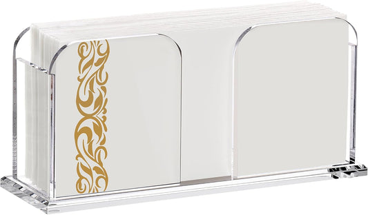 Acrylic Guest Towel Napkin Holder for Bathroom, 8.5"x4.5" Clear Vertical Disposable Paper Hand Towel Tray with Non-Slip Pads, Napkin Dispenser for Table, Kitchen, Home Decor