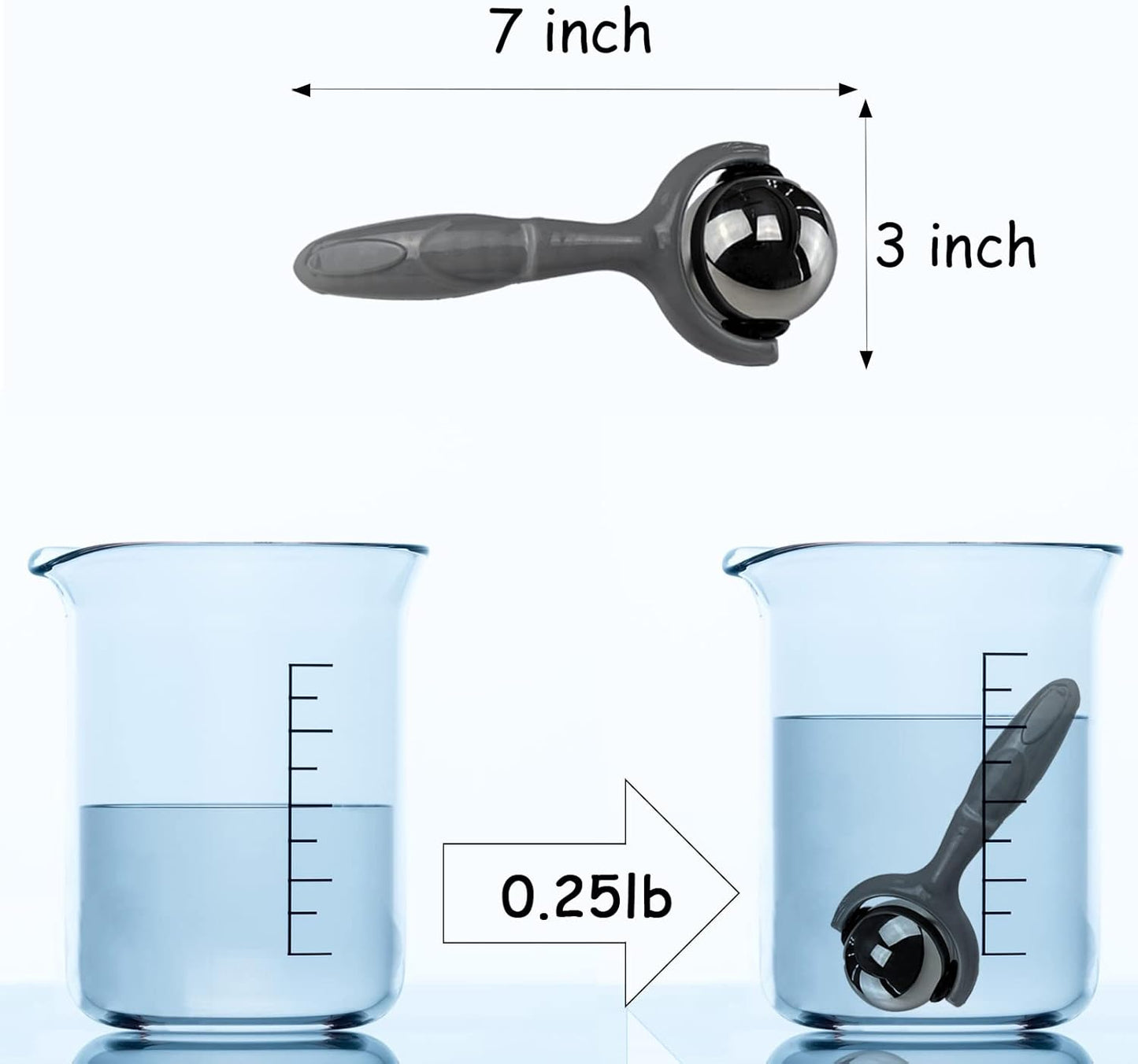 Roller Massage Ball - Ergonomic Handle Cold Warm Compression Temperature Keeper Stainless Steel Muscle Pain Relief Body Neck Shoulder Back Leg Calf Therapy Ice Heat Hot-Roller Stick