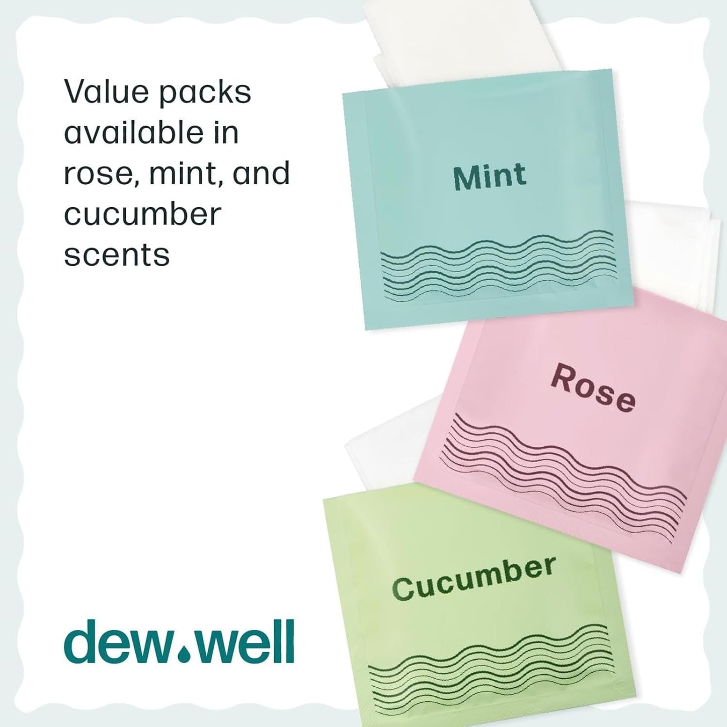 Dew Well Deodorant Wipes - Individually Wrapped Armpit Wipes & Purse Essentials - Sweat-Blocking Mini Deodorant - Compact Tissue Packs & Travel Accessories - 50 Count, Mint