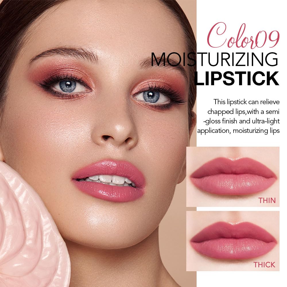 Bright Rose Pink Tinted Lip Balm, Hydrating Sheer Soft Matte Finish Lipstick for Women, Creamy Natural Color Lip Tint Balm Lightweight And Non-greasy Lip Glow Long Lasting Waterproof for Dry Lips 09#