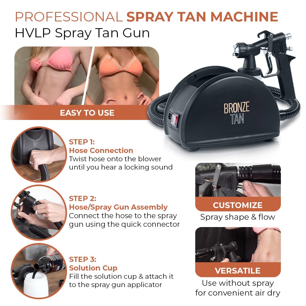 Spray Tan Machine - HVLP Spray Tan Gun with Sleek Design - Professional Spray Tanning Machine for Salon and Mobile Salon Owners 110V by Bronze Tan