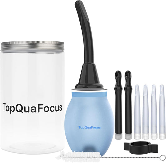 TopQuaFocus 14.5OZ Large Enema Bulb Kit Douche Bulb for Men Women Colon Cleaning Feminine Care Enemas -BPA and Phthalates Free Blue