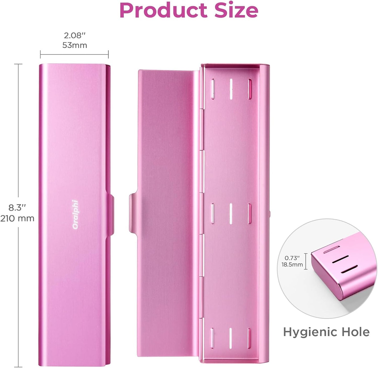 Wider Aluminum Toothbrush Travel Case, Portable Travel Toothbrush Holder, Durable Manual Toothbrush Box Container for Traveling, Bathroom, Camping, Business Trip, Pink
