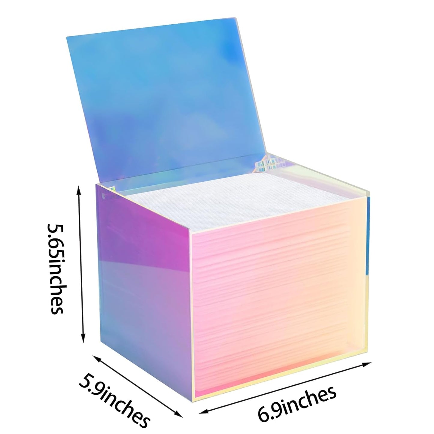 Disposable Face Towel Storage Box Compatible with Facial Towel XL, Acrylic Disposable Face Towelette Holder Container, Rainbow