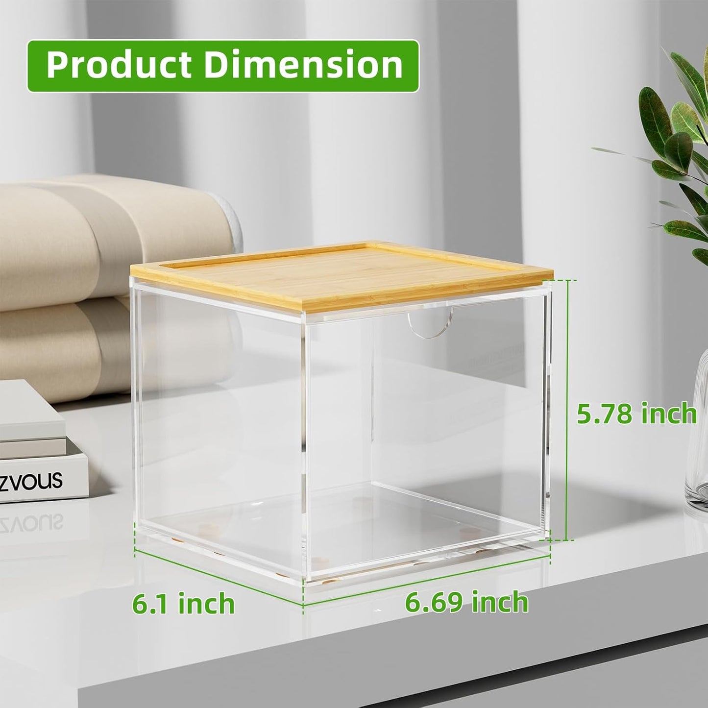 VITVITI Drawer Disposable Face Towel Holder Box, Acrylic Facial Towel Container for XL Clean Skin Club, Large Disposable Face Towel Storage with Bamboo Lid, for Bathroom, Vanity Makeup, Clear