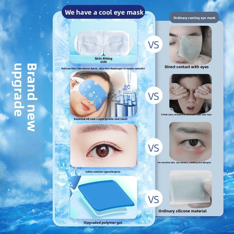 Cooling Eye Mask for Puffy Eyes & Migraine Relief, Soothing Gel Bead Technology Reusable Cold Compress for Sleep, Travel, Spa,10 Pack