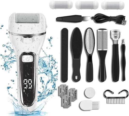 Electric Foot Callus Remover, Foot Polisher for Feet with Rechargeable Waterproof Professional Pedicure Kit, Black, 20 Count (Pack of 10)