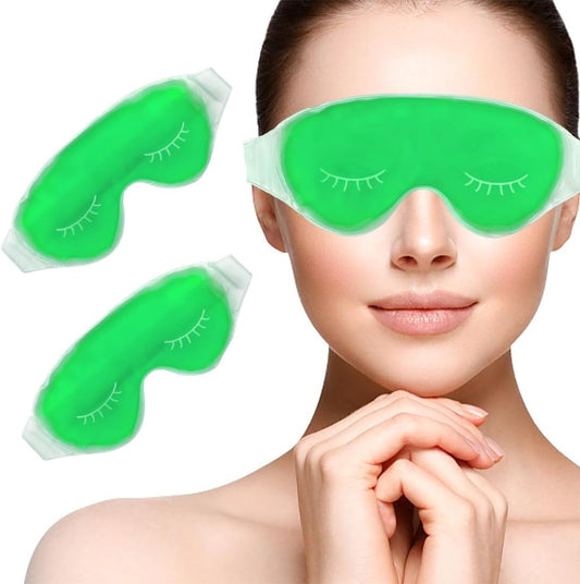 Cooling Eye Mask, Reusable Cold Eye Mask for Hot Cold Treatment (2 Green)