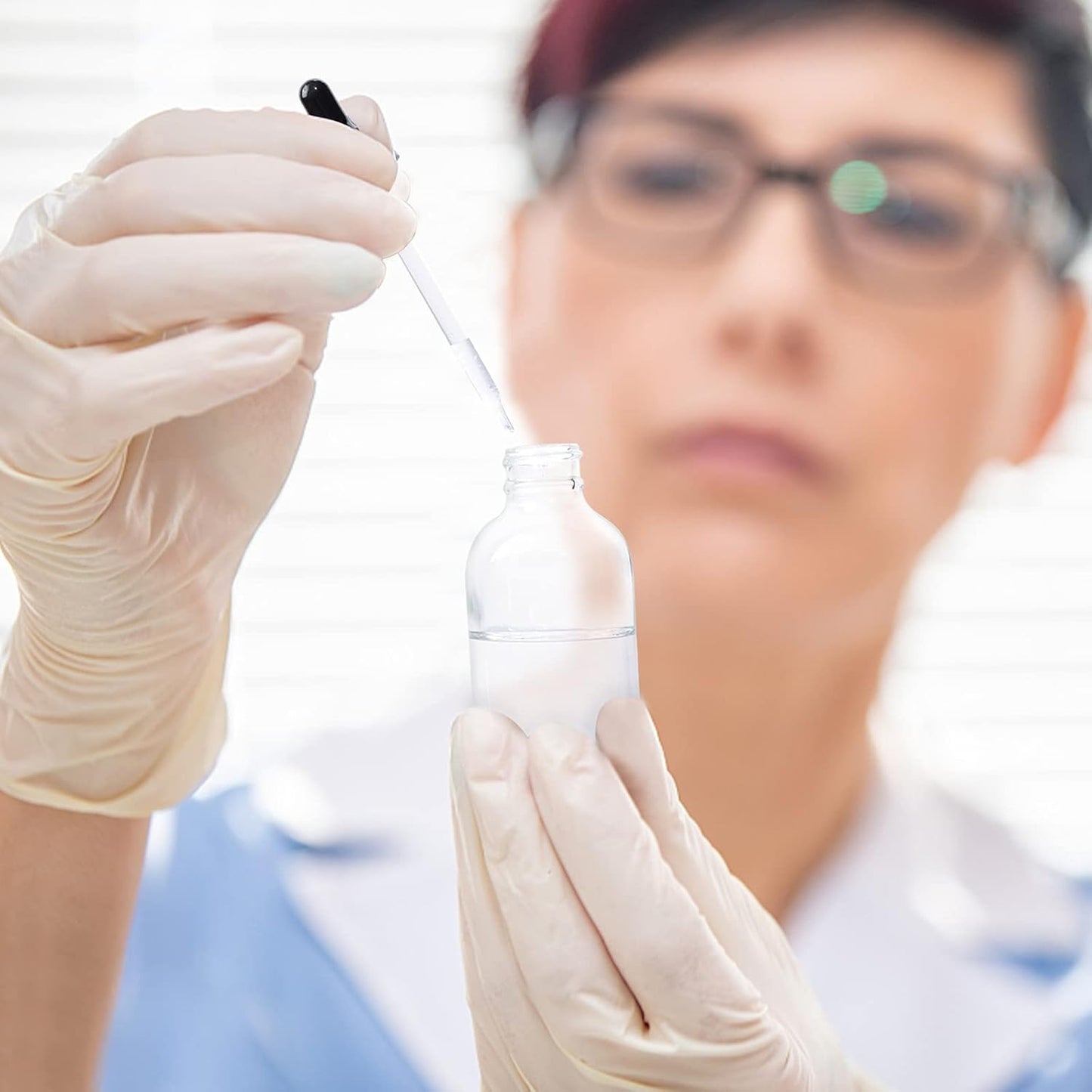 24 Pack 4oz Clear Glass Bottles with Glass Eye Droppers for Essential Oils, Perfumes & Lab Chemicals (2 Brushes, 2 Funnels, 2 Extra Droppers, 36 Pieces Labels & 30ml Measuring Cup Included)