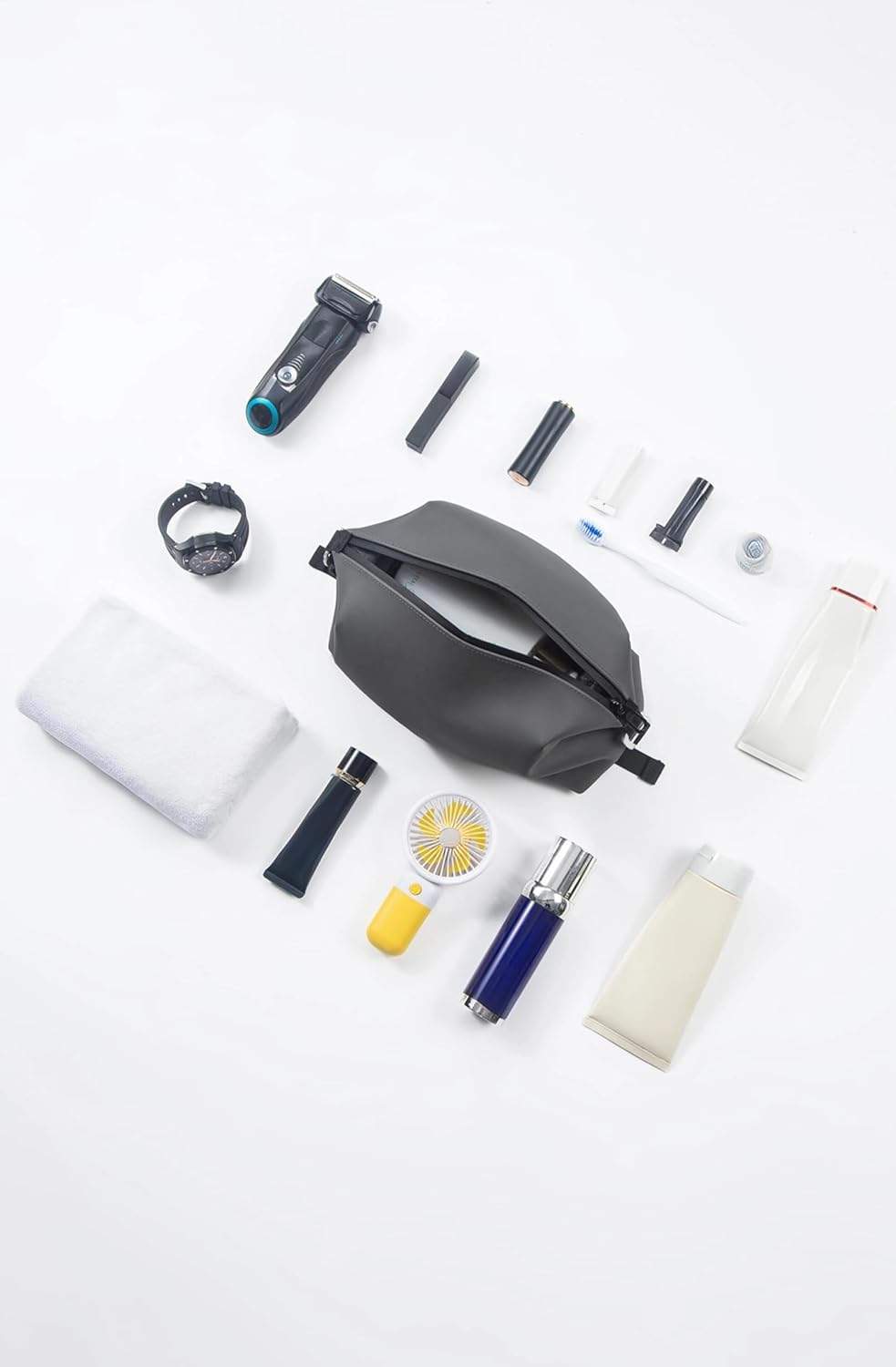 6"x 11" 6L Large Silicone Toiletry Bag,Waterproof Leakproof Foldable Travel Organizer,Dopp Kit Alternative for Men & Women,Grey