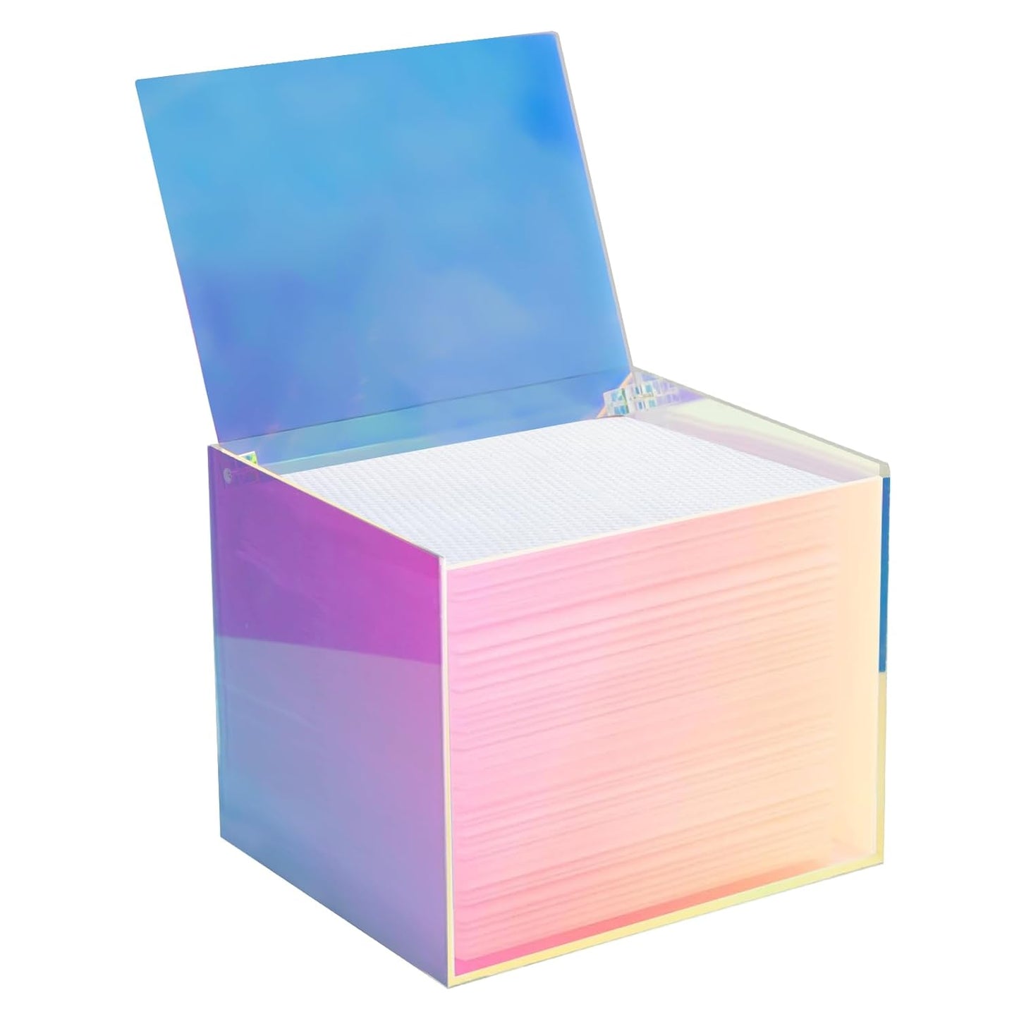 Disposable Face Towel Storage Box Compatible with Facial Towel XL, Acrylic Disposable Face Towelette Holder Container, Rainbow