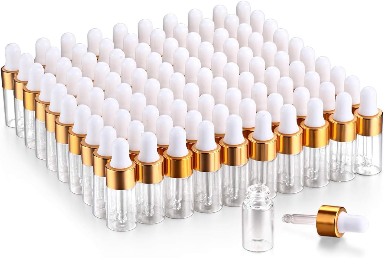 100,3ml Clear Glass Dropper Bottle,Mini Glass Eye Dropper Vials With Pipette For Essential Oils Empty Dropper With Pipette Sample Test Tubes Travel Perfume Liquid Container