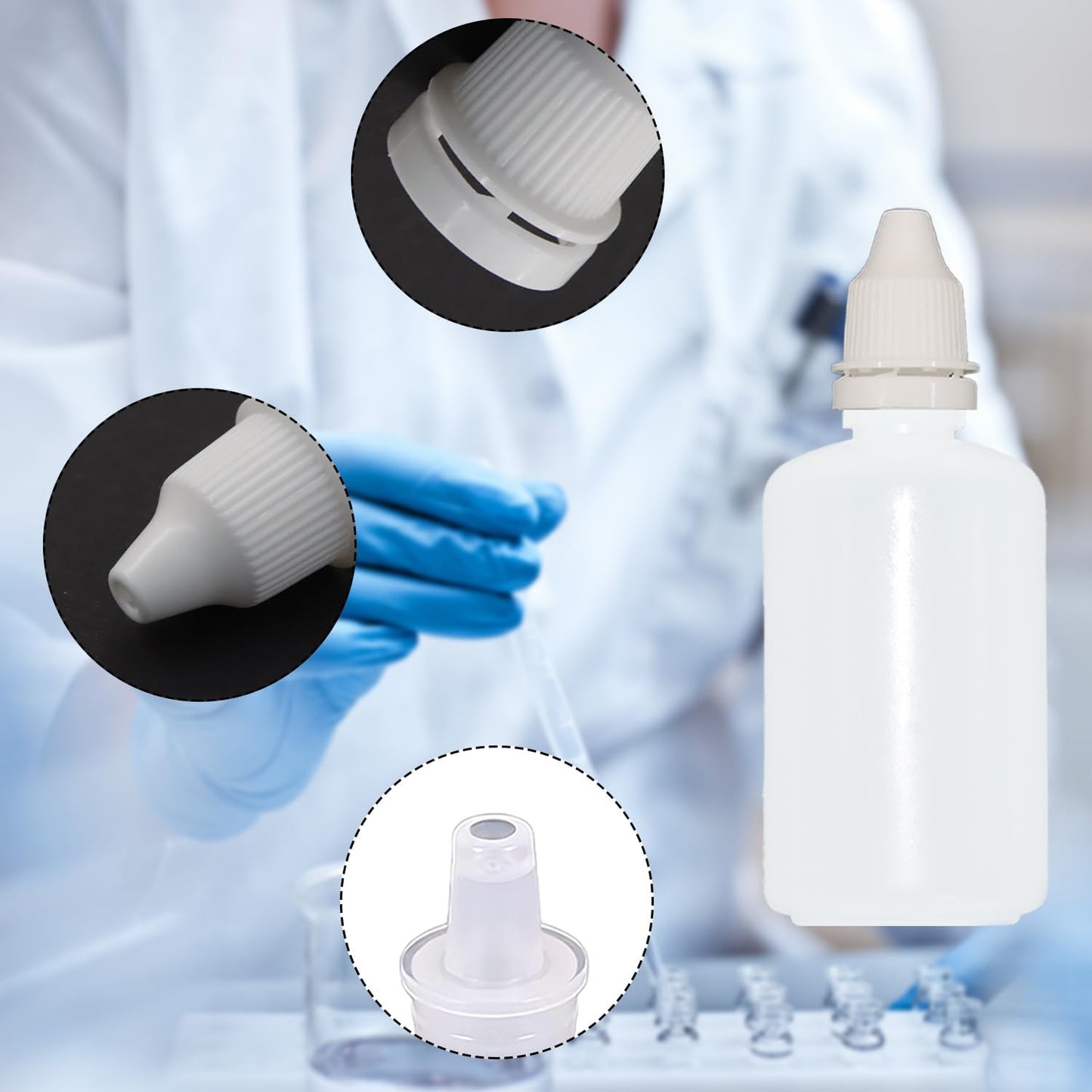 12 Pcs Dropper Bottles, 50ml/1.7 oz Empty Squeezable Small Mouth Dropper Bottle, Liquid Dropper Bottle with White Cap