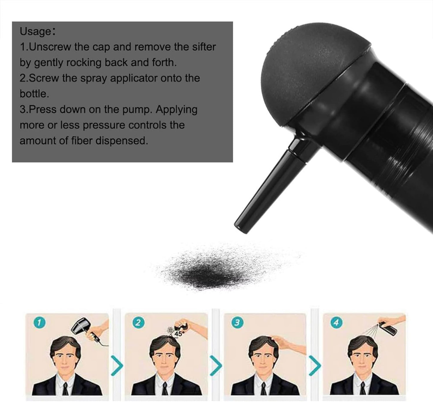 Hair Building Fibers, Hair Fibers Spray, Spray Applicator, for Hair Building Fibers Nozzle Hair Thickening Tools, 2.2 x 2.2 x 2.4 Inch