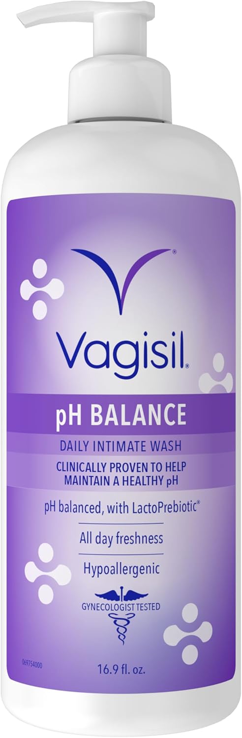 Vagisil Feminine Wash for Intimate Area Hygiene, pH Balance, Gynecologist Tested, Hypoallergenic, 16.9 oz with Pump