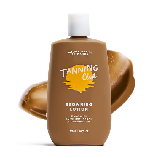 Browning Lotion - Sun Tanning Accelerator with Kukui Nut, Argan, and Coconut Oils - Botanical Formula for Dark Tan - 150 mL