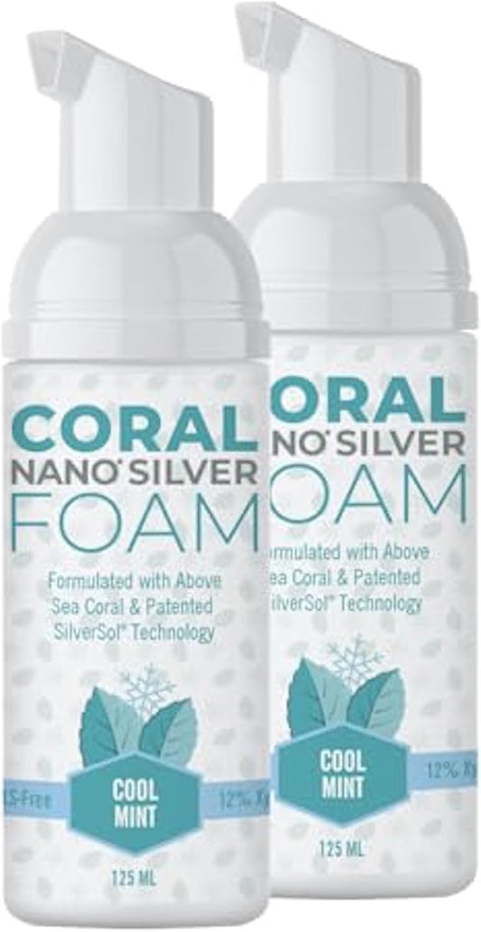 Coral Nano Silver Foaming Toothpaste, Natural Fluoride Free Toothpaste, SLS and Glycerin Free, Cool Mint, 4 Ounce