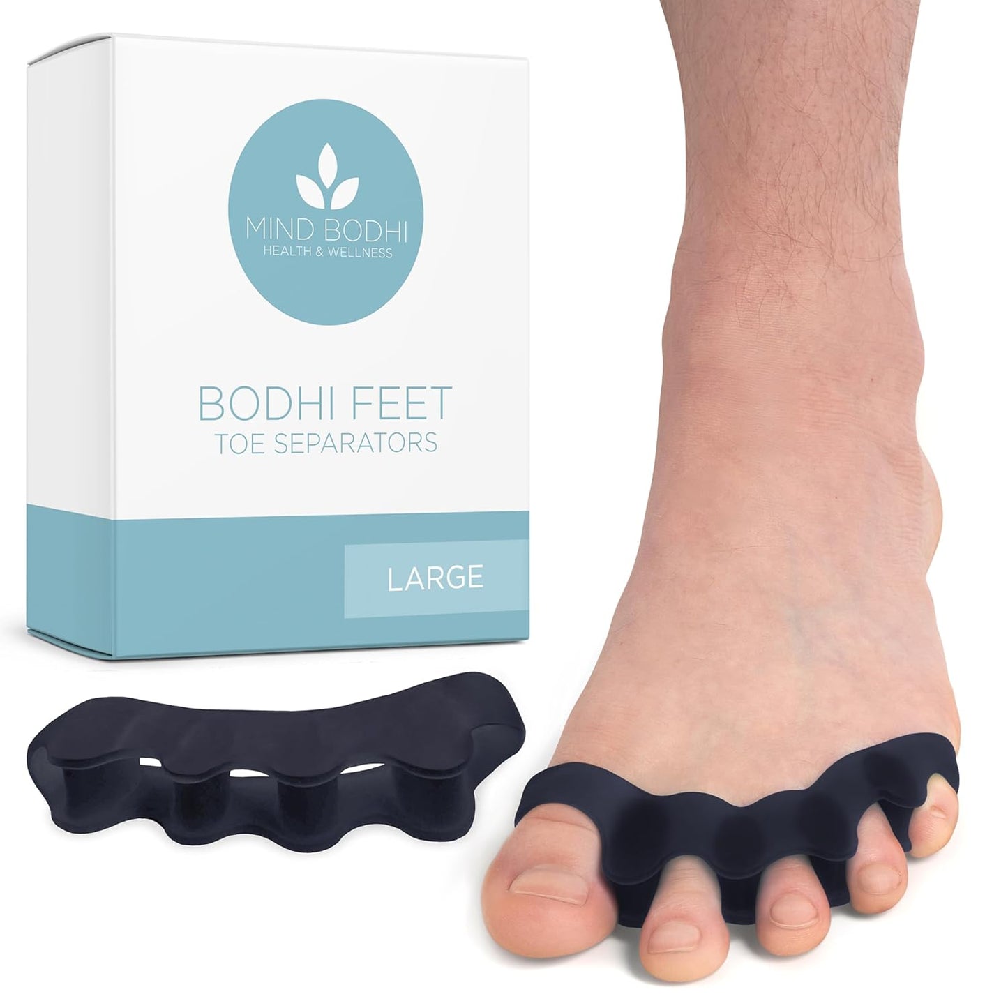Mind Bodhi Toe Separators/Toe Spacers - For Men and Women - Correcting Bunions and Restoring Toes to Their Original Shape - Large Size – Black