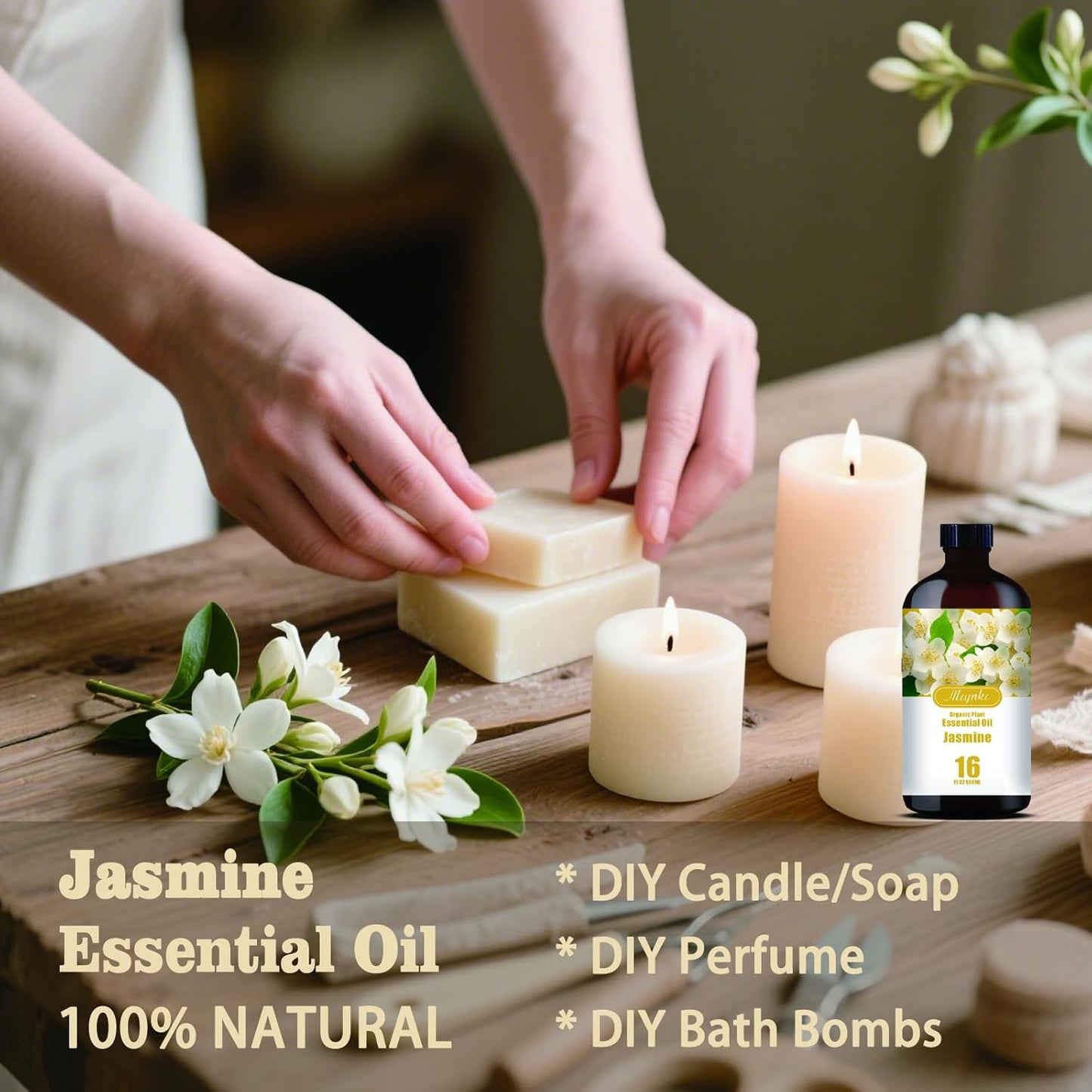 Jasmine Essential Oil-Jasmine Fragrance Oil 16.33oz (490ml)-100% Pure Natural Scent for Diffusers, Candles, Soap Making & Aromatherapy-Relaxing Home & Gift Essential Oil for Bath, Massage