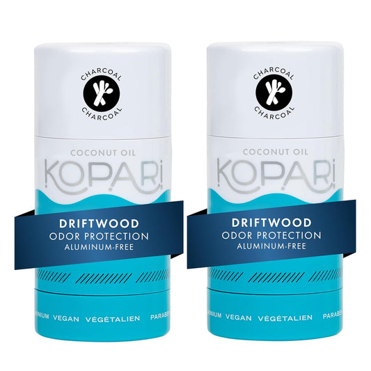 Kopari Aluminum Free Coconut Deodorant, Non Toxic & Clean Plant-Based, No Aluminum, Parabens or Baking Soda, Long Lasting Protection, Charcoal 2 Pack