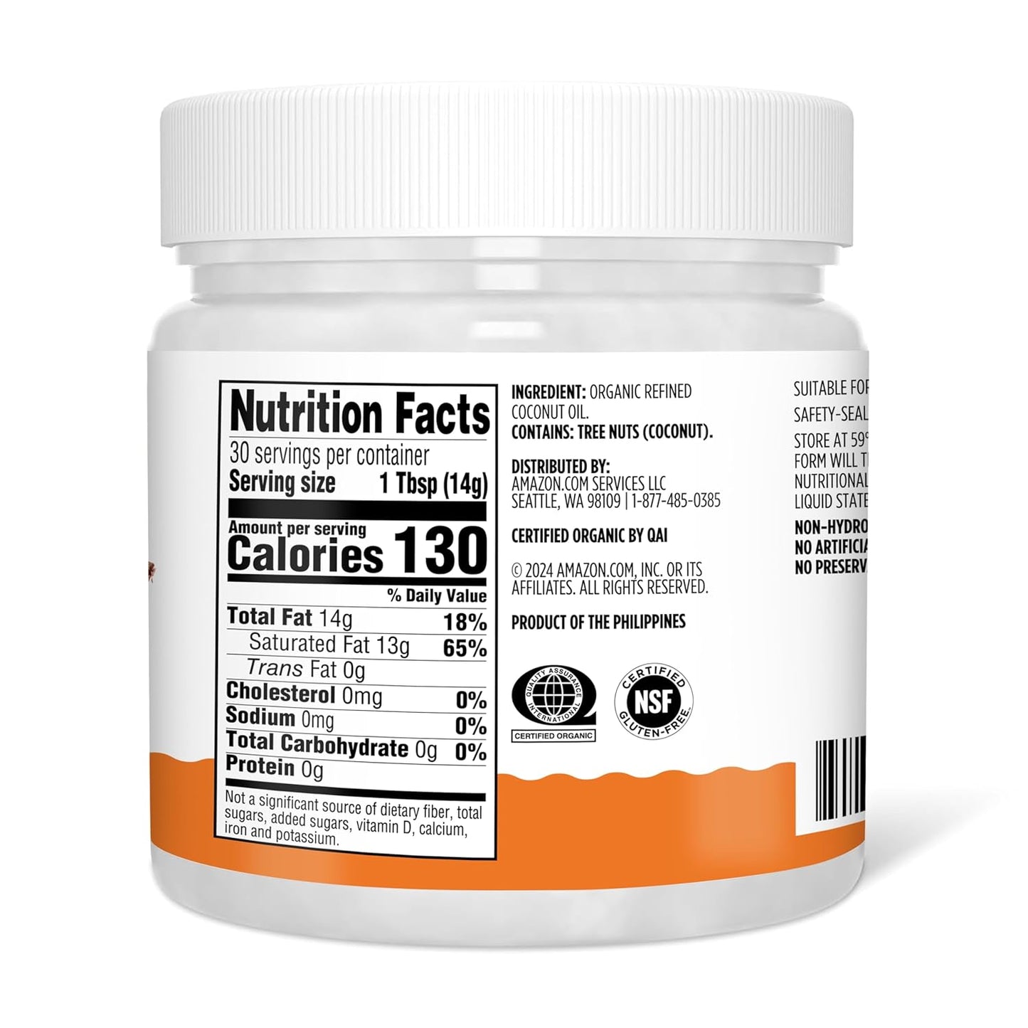 Amazon Grocery, Organic Refined Coconut Oil, 15 Fl Oz (Previously Amazon Fresh, Packaging May Vary)