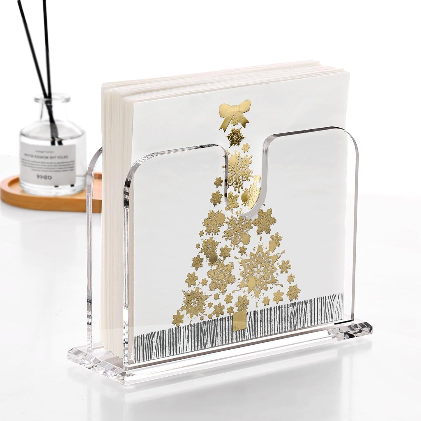 DINGHUO Napkin Holder for Table, Standing Clear Acrylic Luncheon Napkin Holder, Great for Kitchen, Dinner, Restaurant, Home Decor - 1 Pack