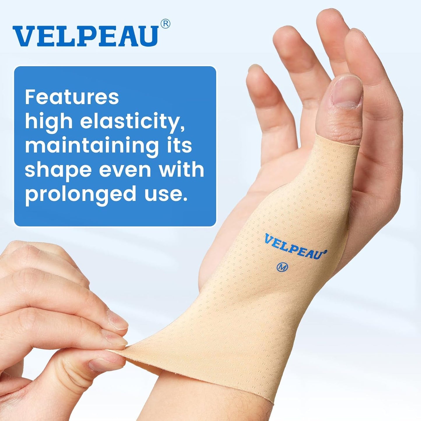 VELPEAU Thumb and Wrist Compression Sleeve for Tendonitis (Pack of 2), Seamless Technology, Gloves Wraps for Arthritis Pain Relief for Women & Men, Splint Liner, Fits Both Hands (Khaki, Long Version, S)