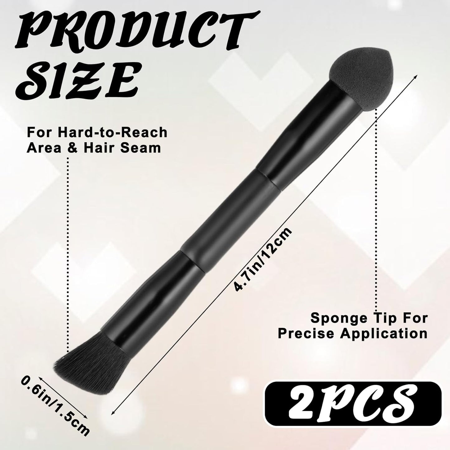 2pcs Dual Ended Hairline Brushes Precision Hairline Powder Brush With Sponge Tip Root Concealer Brushes Set with Soft Bristles for Seamless Blending Hair Contour Brush Root Touch Up