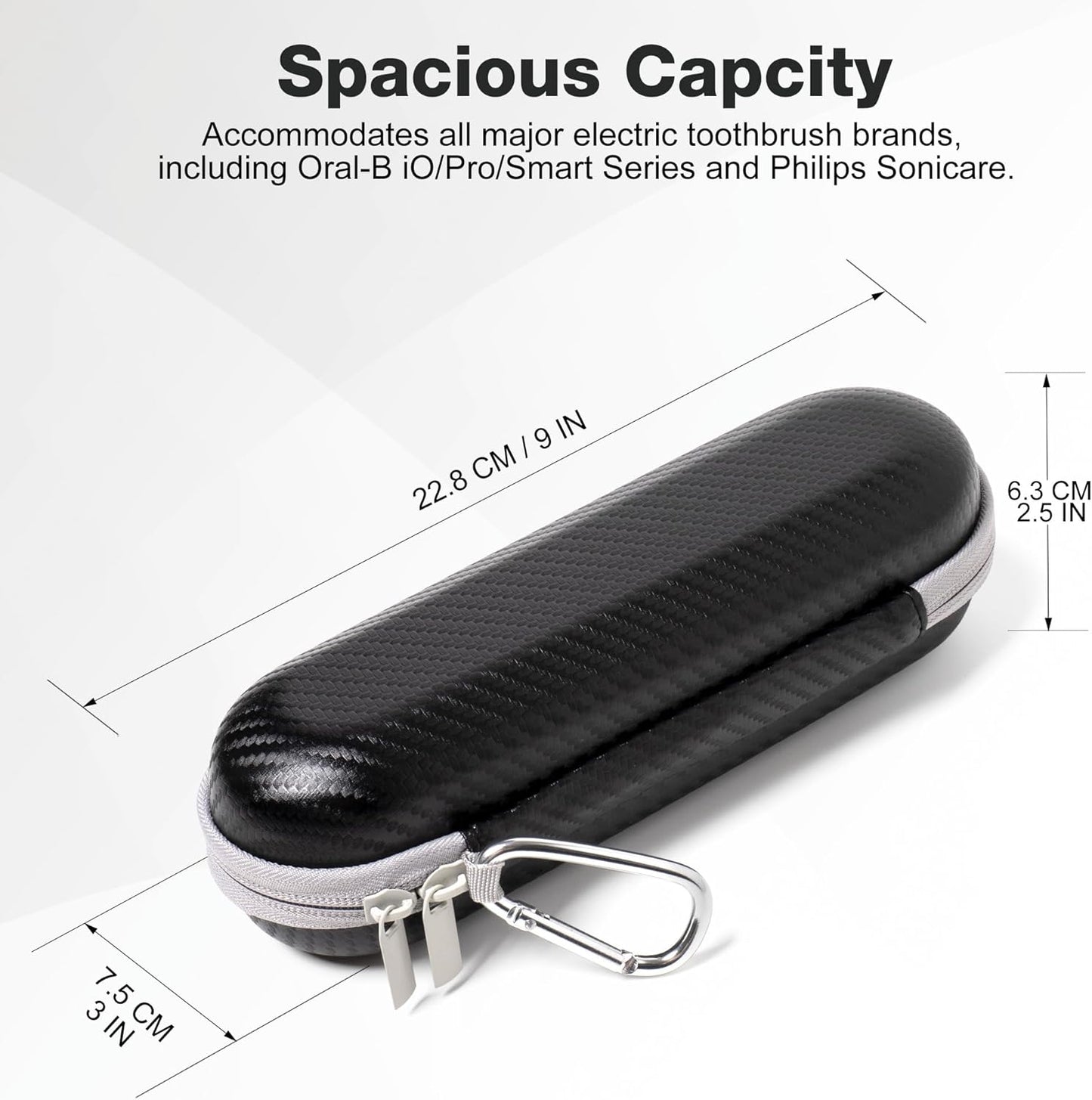 Nincha Hard Shell Electric Toothbrush Case - for Oral-B iO/Pro/Smart Series, Philips Sonicare Electric Toothbrush, Bigger Size Travel Case Fits all Powered Toothbrushes and Accessories Black