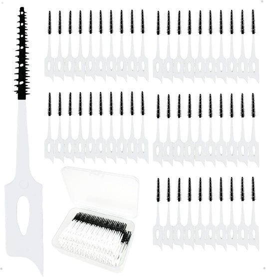 300 Pieces Dual-Use Interdental Brushes Soft Silicone, Disposable Dental Picks,Premium Dental Floss Picks for Effective Teeth Cleaning (300pcs Black)