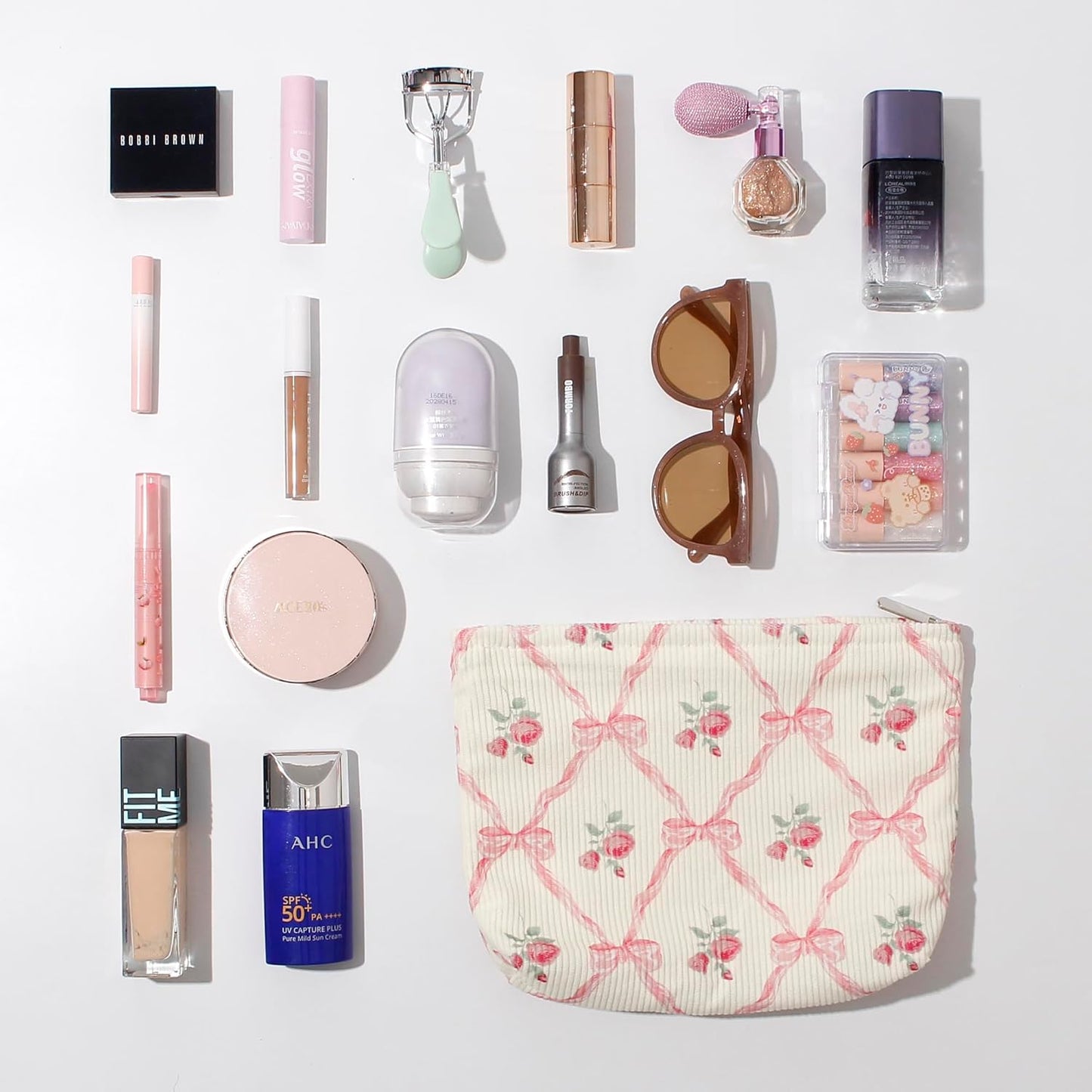 Cosmetic Bags for Women - Corduroy Cosmetic Bag Aesthetic Women Handbags Purses Smile Dots Makeup Organizer Storage Makeup Bag Girls Case Bags (Flowers-Plum blossom)