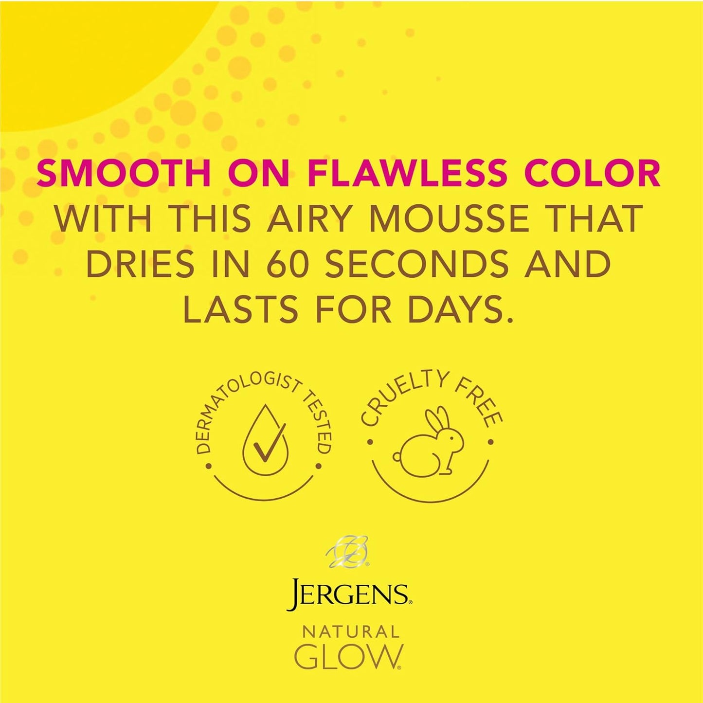 Jergens Natural Glow Instant Sun Body Mousse, Self Tanner for Light Bronze Tan, Sunless Tanning Body Bronzer for Natural Looking Color Instantly, 6 Oz