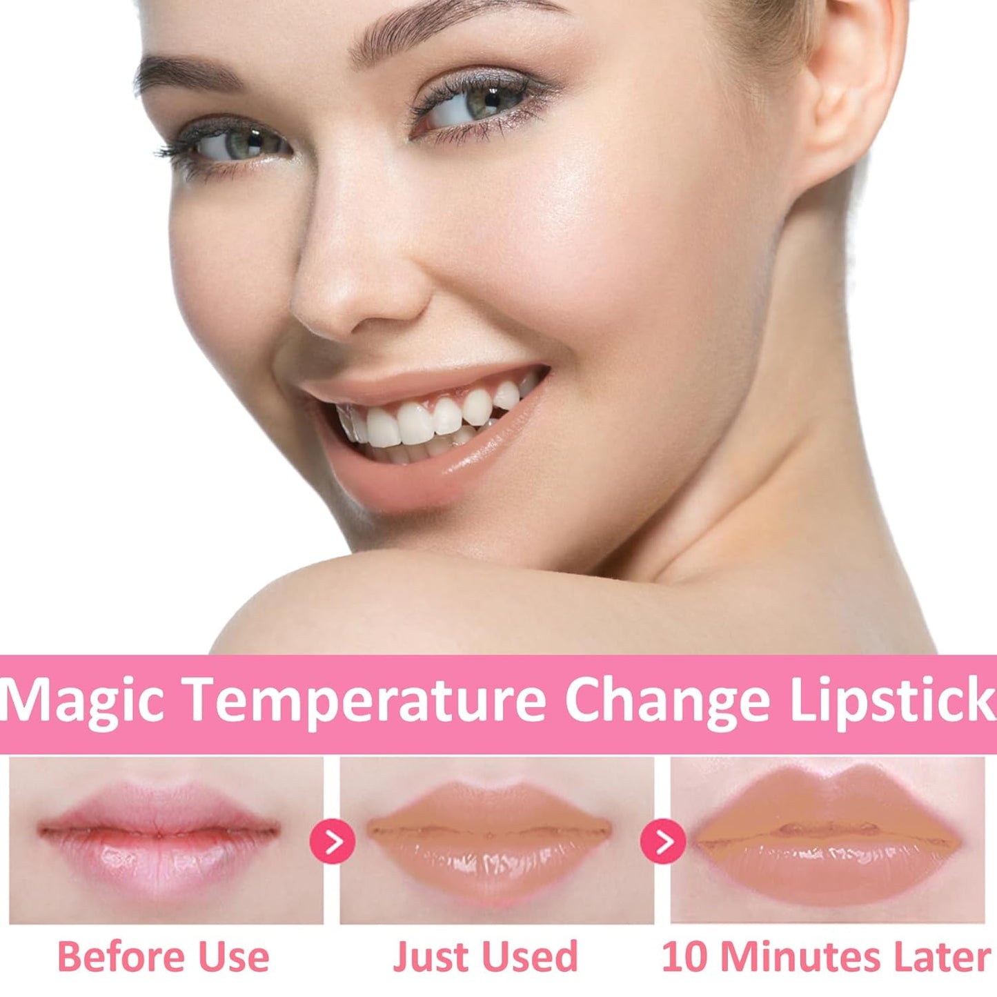 1 Pack Crystal Flower Jelly Lipstick,Magic Color Changing Lipstick,PH Clear Temperature Color Changing Lip Gloss,Lip Balm,Long Lasting Nourishing Moisturizing Lip Stick Set 02