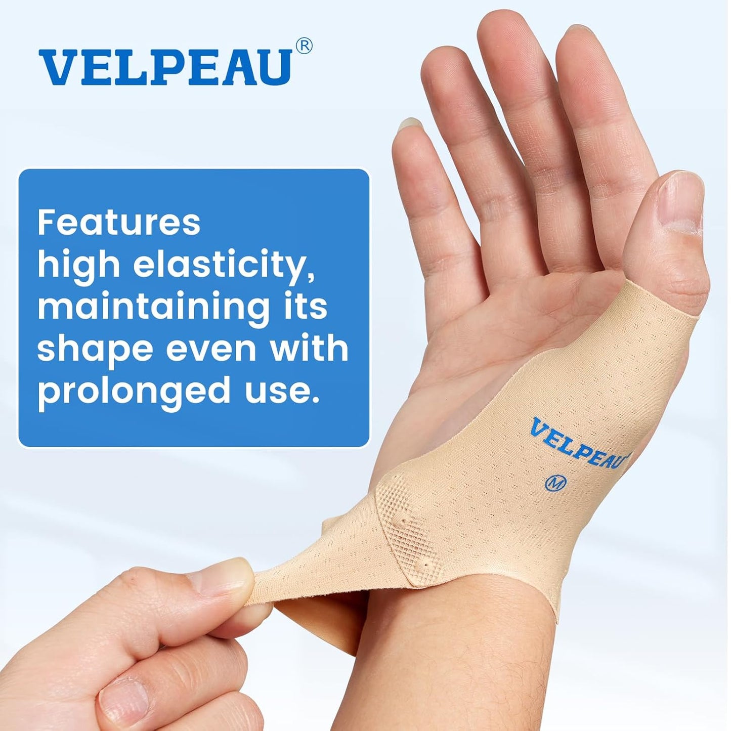Velpeau Thumb Compression Sleeve for Tendonitis (Pack of 2), Seamless Technology, Gloves Wraps for Arthritis Pain Relief for Women & Men, Splint Liner, Fits Both Hands (Khaki, Short Version, S)