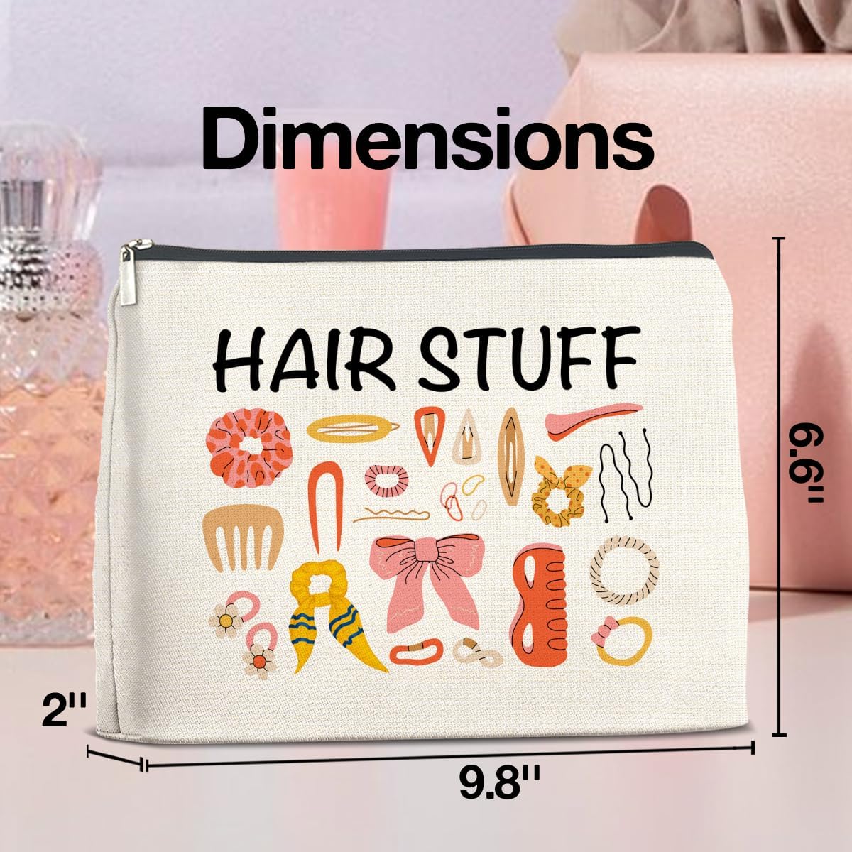 Hair Stuff Makeup Bag Gifts for Women Hair Stuff Cosmetic Bag Zipper Makeup Pouch Gifts for Friends Besties Hairstylist